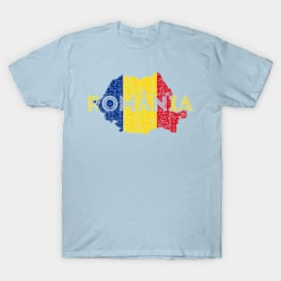 Romania Map Shape and Flag T-Shirt